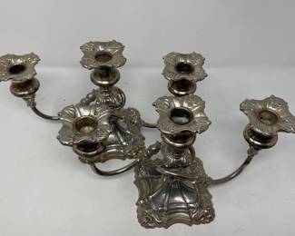 94 2CoronetSilverPlateEPLeadCandelabras   