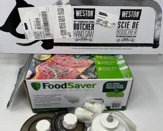 148 Weston16ButcherSawNIBFoodSaverBagsandCanisters 