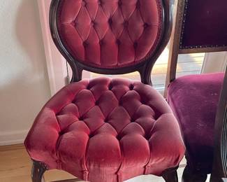 25 2Late19thCenturyButtonTuftedRedVelvetChairs   