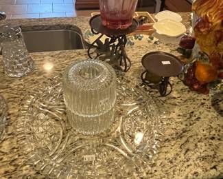 Lots of beautiful glass serving pieces