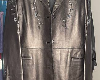 Baja Embroidered leather coat 