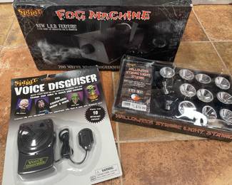 Spirit Fog machine, voice disguiser and string lights