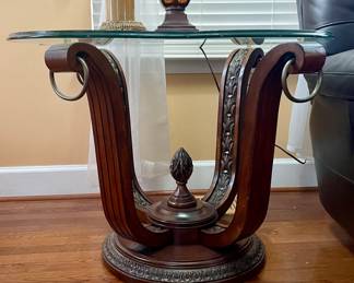Havertys wood & glass side tables- set 2