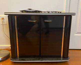 Vintage art deco black lacquer & gold side table