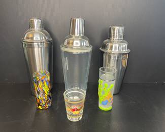 Cocktail shakers and shot glasses 