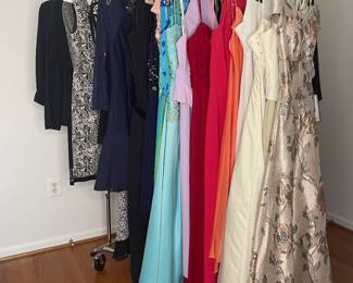 Selection of evening gowns, formal, prom dresses 