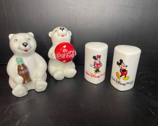 Vintage Walt Disney & Coca Cola polar bears salt & pepper