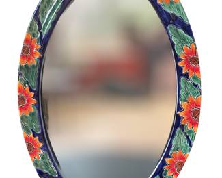 Oval painted sunflower mirror 