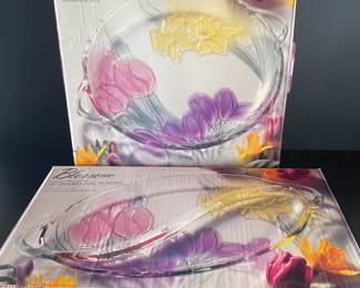 Blossom crystal floral serving platters