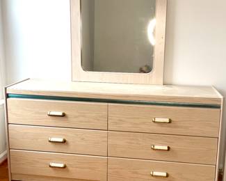 6 drawer long dresser with mirror 