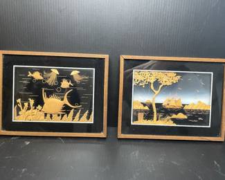 Framed hand-carved cork art