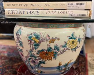 Asian Inspired Pot with Base and Glass Top