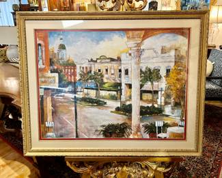 Limited Edition Signed and Numbered Dennis Campay, scene is of downtown Fernandina Beach
