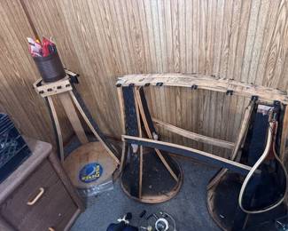 TWO BARREL STAVE FISHING POLE STANDS