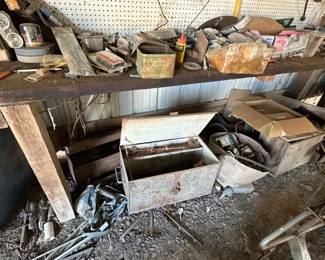 LOT MISC TOOLS , METAL TOOL BOXES , ETC
