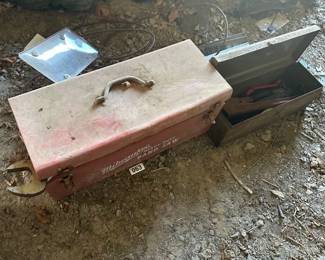 TWO METAL TOOL BOXES WITH TOOLS