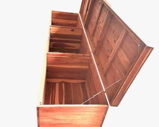 Huge vintage cedar chest is approximately 9’ long! Amazing storage with divided sections inside. Exterior (esp top) has some wear and paint splashes. Interior is immaculate. Available for pre-sale starting Wed/Feb 19. Call or text 931-996-2642  for pricing and details on or after the 19th.