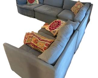 Sectional is only 2 years old. All cushion covers zip to remove. The manufacturer created a variety of other cover colors if desired. High-quality piece to add comfort to your casual seating area. Available for pre-sale starting Wed/Feb 19. Call or text 931-996-2642 for pricing and details on or after the 19th.