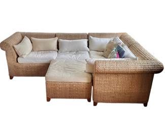 Pottery Barn seagrass roll-arm sectional.  Available for pre-sale starting Wed/Feb 19. Call or text 931-996-2642  for pricing and details on or after the 19th.