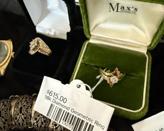 18k Diamond Geometric Ring