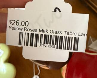 Yellow Roses Milk Glass Table Lamp