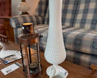 Fenton Milk Glass Vase, Lantern