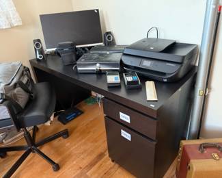 Desk, Hp Printer, Computer Monitor, Speakers, Calculators 