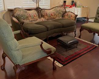 Italian Baroque Sofa with two fauteuil style arm chairs