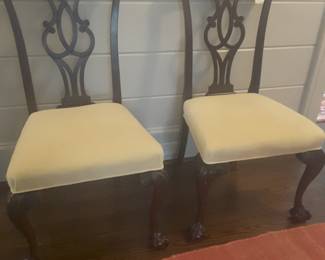Set of 6 antique Chippendale  mahogany chairs w/ ball & claw feet...excellent condition...hard to find..