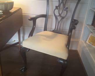 ...antique Chippendale.. Host &  Hostess chair. Notice the ball and Claw feet. Set of six, very hard to find!