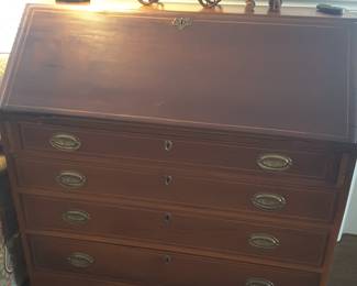 Antique drop front desk-chest