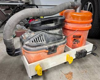 Shop vac with dust separator and cart on wheels 