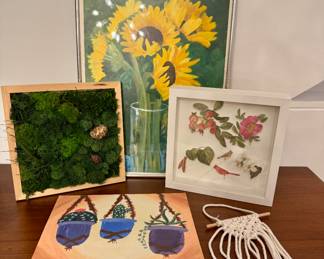 botanical artwork and live moss art 