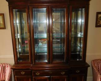 Mahogany American Drew Lighted China Cabinet