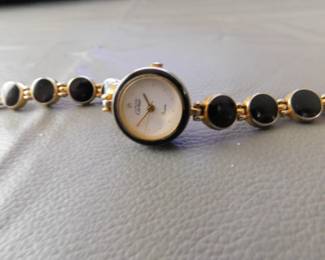 Vintage Must De Cartier Gold Over Silver & Onyx Ladies Watch