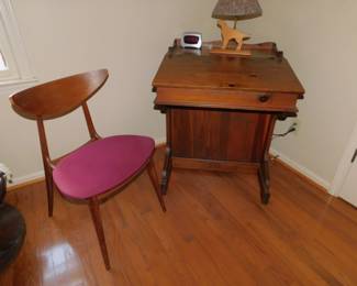 MCM Kurt Ostervig Style Danish  Chair & Antique Davenport Desk