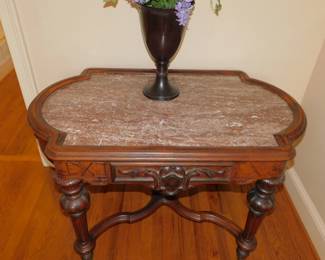 Antique Victorian Marble Top Center Hall Table