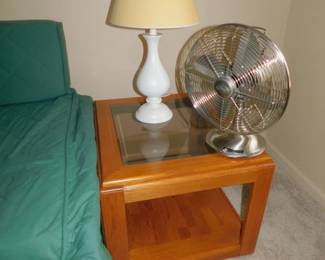 Vintage Glass Top Table - Fan - Lamp