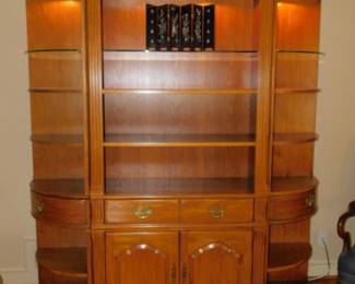 Thomasville Oak Lighted Bookcase Curio Cabinet