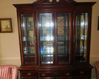 Mahogany American Drew Lighted China Cabinet