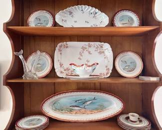 Crown China fish platter and plates