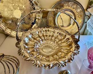 Silver plate bride's basket