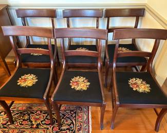 6 side chairs with needlepoint seats