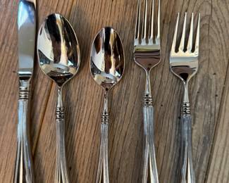 8 five piece place settings Oneida Sheraton Stainless Flatware plus 6 serving pieces