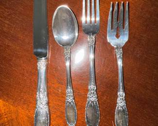 Old Mirror by Towle Sterling Flatware.  7 place settings , 8 serving pieces plus extra pieces 54 pieces