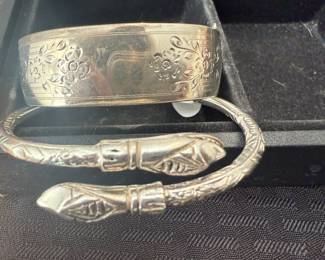 Chunky Sterling Bangle, heavy sterling snake bangle