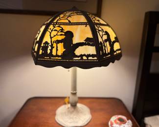 Antique Slag Glass Lamp
