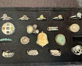 Sterling and semi precious stone rings