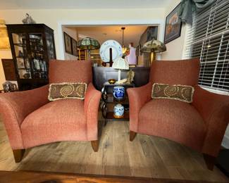 Pair of Brick  Red upholstered  Chairs