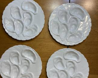 Set 4 late 19th Century  Haviland Limoges Oyster Plates One does have a chip. 